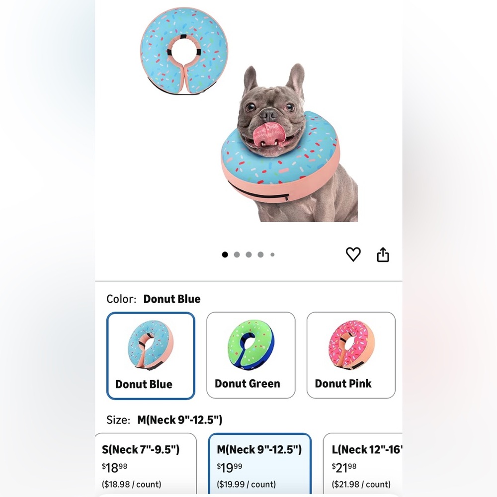 Inflatable Blue Donut Dog Cone Collar
